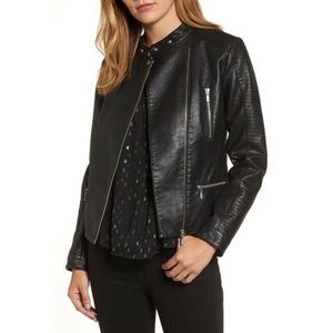 Halogen Moto Jacket XL Faux Leather Quilted Panel